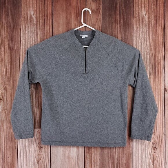 James Perse Mens Sz 2 Medium Regular Fit 1/2 Half Zip Baseball Pullover MFLI3079 - Picture 1 of 10